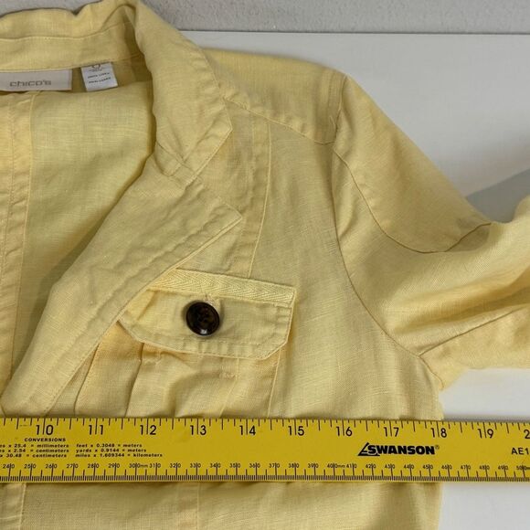 Chico’s Butter Yellow Linen Blazer 3/4 Sleeves 0/XS - Picture 5 of 7